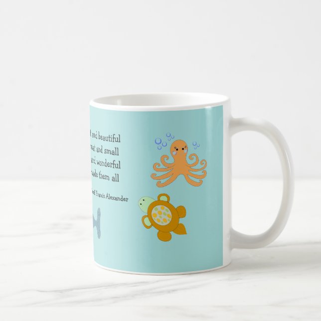 Söta havsdjur med inspirerande citat kaffemugg (Höger)