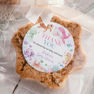 Söta Havsdjur Ser Dig Snart Baby Shower Runt Klistermärke