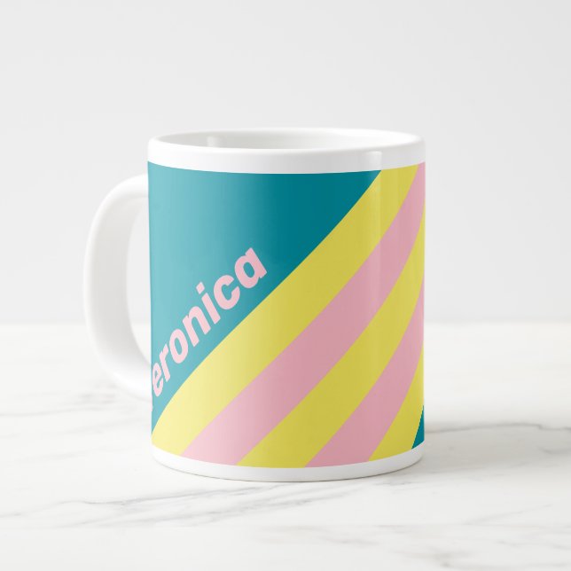 Söta Havskyss Ränder med Namn Jumbo Mugg (Framsida vänster)