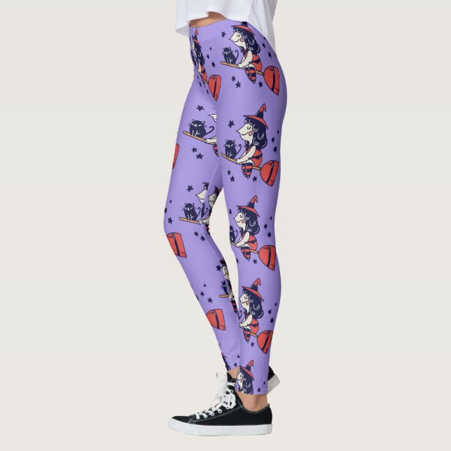 Söta häx-Halloweenleggings Leggings (Vänster)