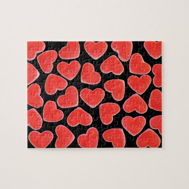 Söta Hearts Black puzzle Pussel (Horisontell)