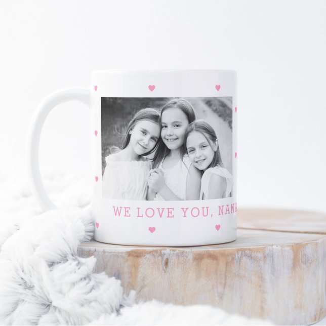 Söta Hearts EDITABLE FÄRG Anpassningsbar Photo Mug Kaffemugg (Skapare uppladdad)