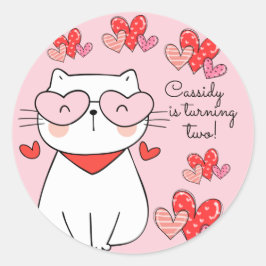 Söta Hearts Kitten, är du Kitten mig på födelsedag Runt Klistermärke