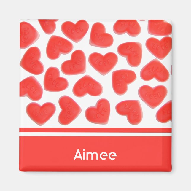 Söta Hearts "Namn" kylmagnet Magnet (Framsidan)