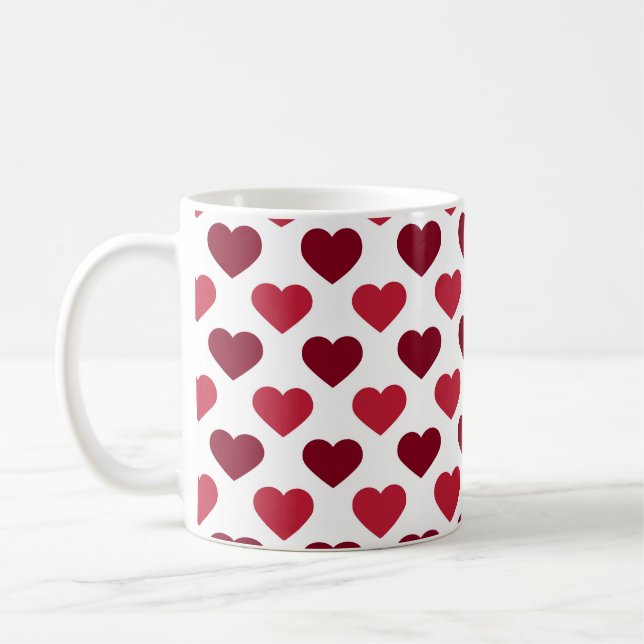 Söta Hearts på den vita, söta presenten av kärlek Kaffemugg (Vänster)