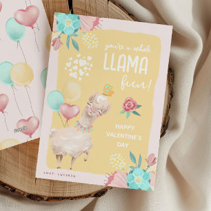 Söta Hela Lama Kul Barn Klassrum Valentines  Julkort