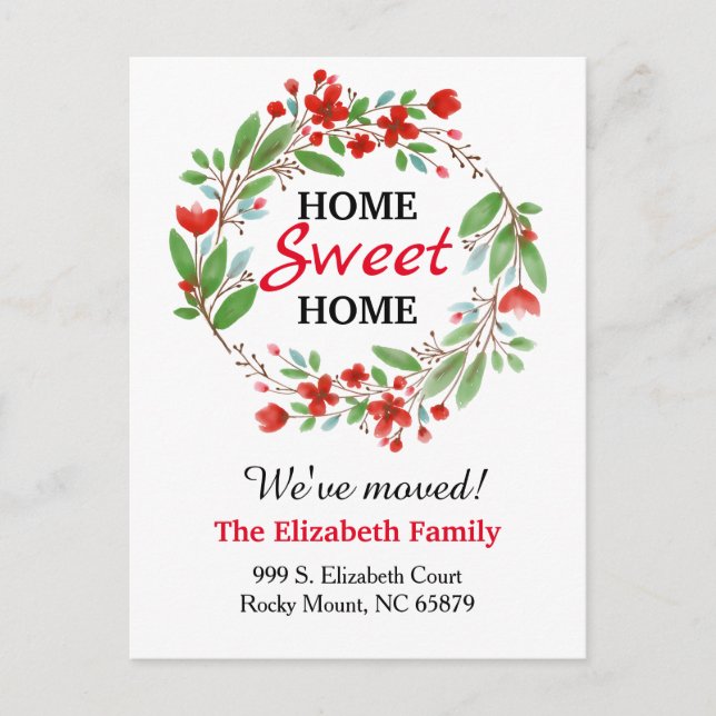 Söta hem nya adress flyttenavisering meddelande vykort (Framsida)
