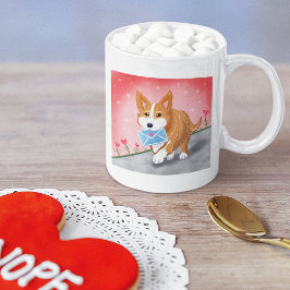 Söta hjärta brev levereras av Corgi Kaffemugg