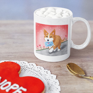 Söta hjärta brev levereras av Corgi  Kaffemugg