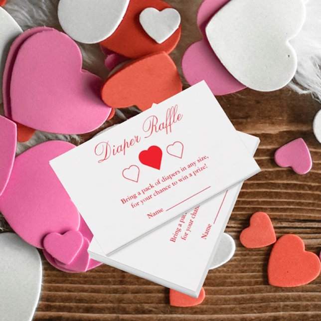 Söta hjärtan Babyskor Diaper Raffle Tilläggskort (Skapare uppladdad)