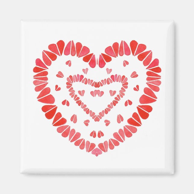 SÖTA HJÄRTAN Fyrkantig Magnet (Framsidan)