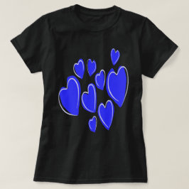 Söta hjärtan Handritad blå romantisk klotter T Shirt