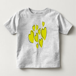 Söta hjärtan Handritade feta gula romantiska klott T Shirt