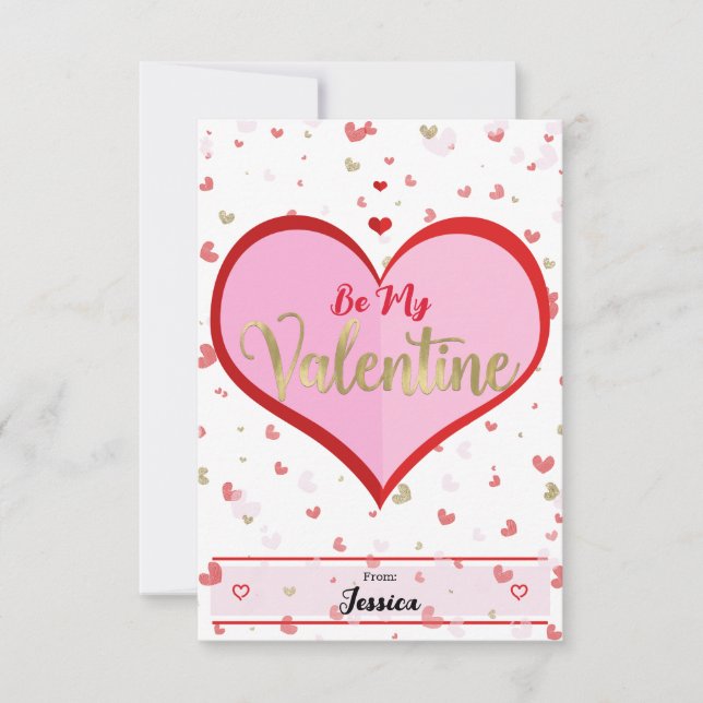 Söta hjärtan Rosa Rött Guld Digitalt Alla Hjärtans Inbjudningar (Framsida)