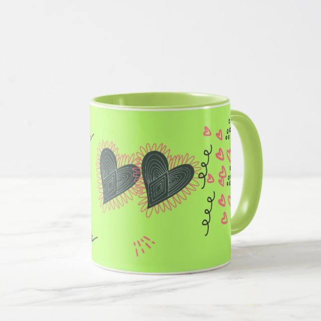 Söta hjärtan & solrosor Alla hjärtans dag-mugg Mugg (Framsida höger)