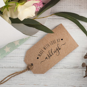 Söta Hjärtan & Text Skapad Med Kärlek   Anpassat N Stämpel