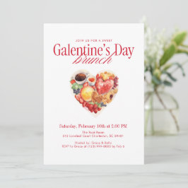 Söta hjärtans brunch Galentine's Day-brunch Inbjudningar