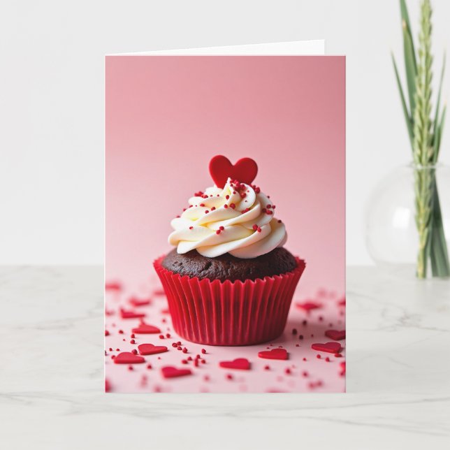 Söta Hjärtans Cupcake-kort Kort (Framsida)