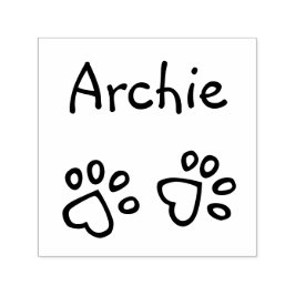 Söta hjärtans tassavtryck med namn Husdjur Signatu Självfärgande Stämpel