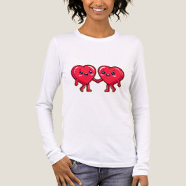 Söta hjärtekaraktärer som håller hand t shirt