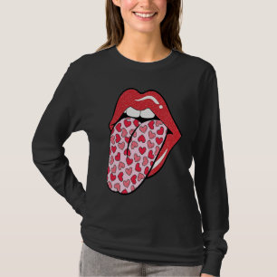 Söta hjärtläppar tunga retro Alla hjärtans dag Mat T Shirt