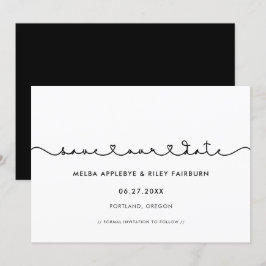 Söta hjärtsammanbindande typsnitt Spara vår dejt-k Datumet