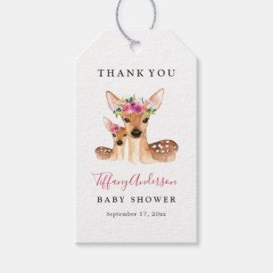 Söta Hjort Mamma och Baby Blommigt Babykläder Märk Presentetikett