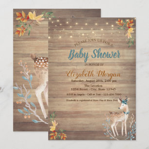 Söta hjortslussljus, trästruktur baby shower inbjudningar