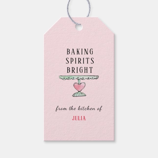 Söta Holiday 'Baking Sprits Bright' Rosa Presentetikett (Framsidan)