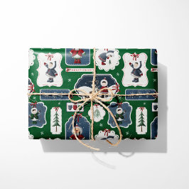Söta Holiday Eskimo-märken Grön Presentpapper
