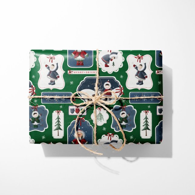 Söta Holiday Eskimo-märken Grön Presentpapper (Skapare uppladdad)