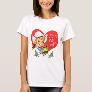Söta holländska flickavintagetulpan Meisje & T-shirt