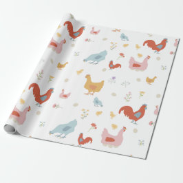 Söta hönor och kycklingar presentpapper