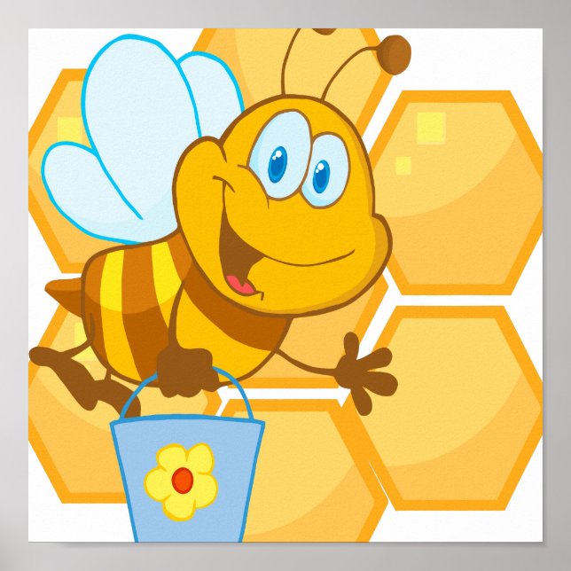 Söta honungsbin från lycklig och honungskomb poster (Framsidan)