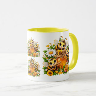 Söta honungsbin Vilda blommor Honungsburk Whimsica Mugg