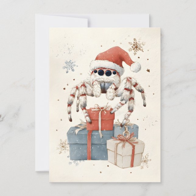 Söta hoppande spindel julkort (Framsida)