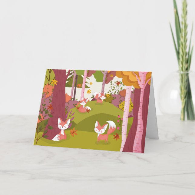 Söta höst rävar helgkort (Framsida)