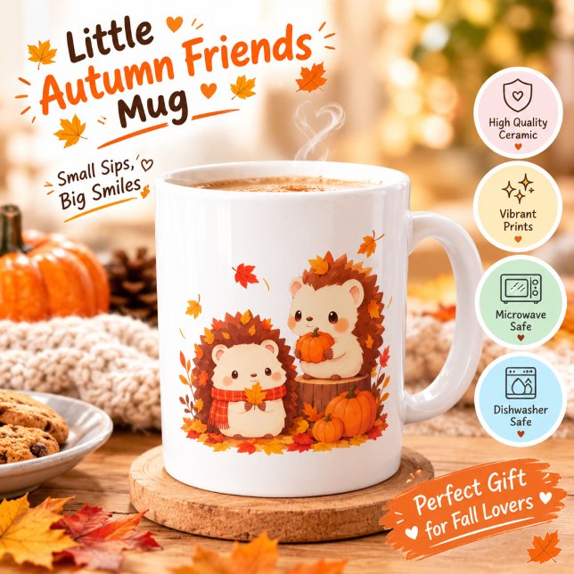 Söta höstigelkottar – Kawaii höst skogs djur Kaffemugg (Skapare uppladdad)