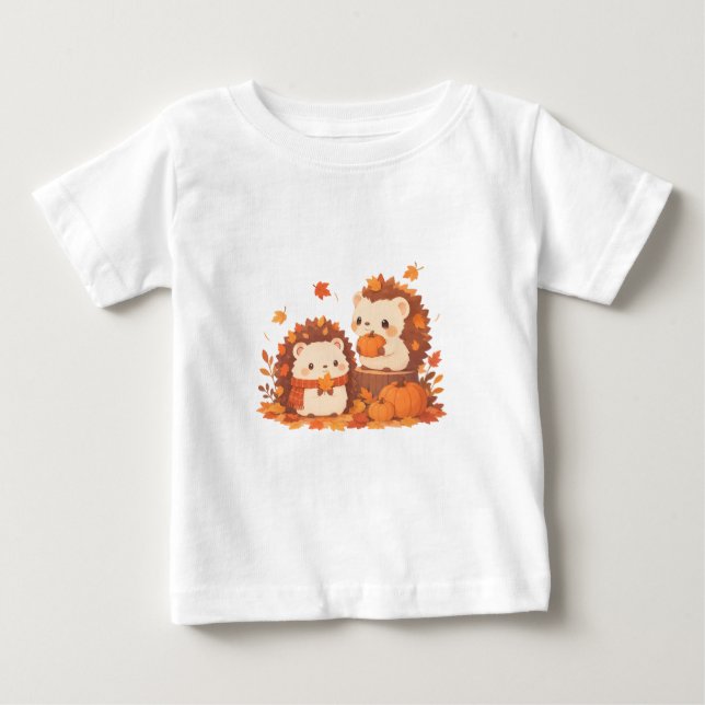 Söta höstigelkottar – Kawaii höstskogsdjur T Shirt (Framsida)