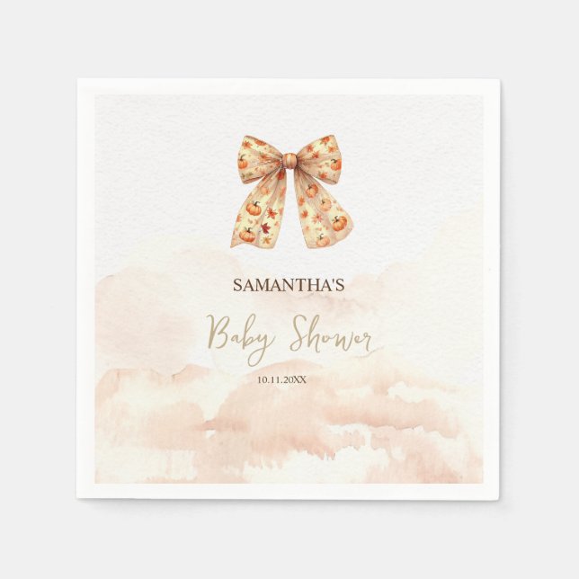 Söta höstpumpor båge baby shower pappersservett (Framsidan)