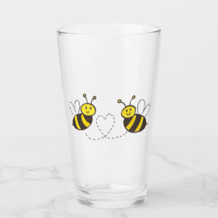 Söta Humlor med Hjärtat Illustration Glaskopp