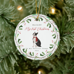 Söta Hund första jul med Namn och år Julgransprydnad Keramik