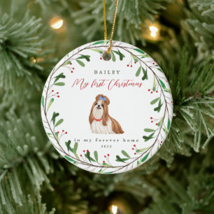Söta Hund första jul med Namn och år Julgransprydnad Keramik