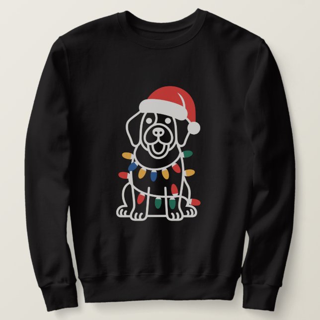 Söta hund julbelysning & mössa lång ärmad tröja (Design framsida)