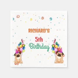 Söta Hund Valp Temafest för Barns Födelsedag Pappersservett