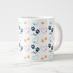 Söta Hundälskare Tassavtryck Jumbo Mugg