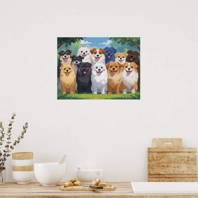 Söta hundar bakgrund poster (Kök)
