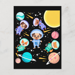 Söta Hundar i Rymden Kullar Astronauter Vykort