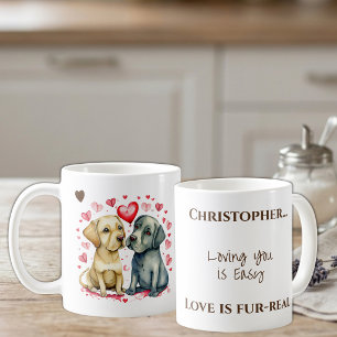 Söta hundar som älskar dig personligt namn brunt kaffemugg