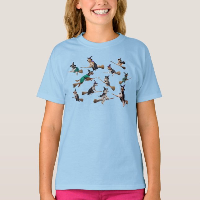 Söta Hundhäxor Halloween Barn T Shirt (Framsida)